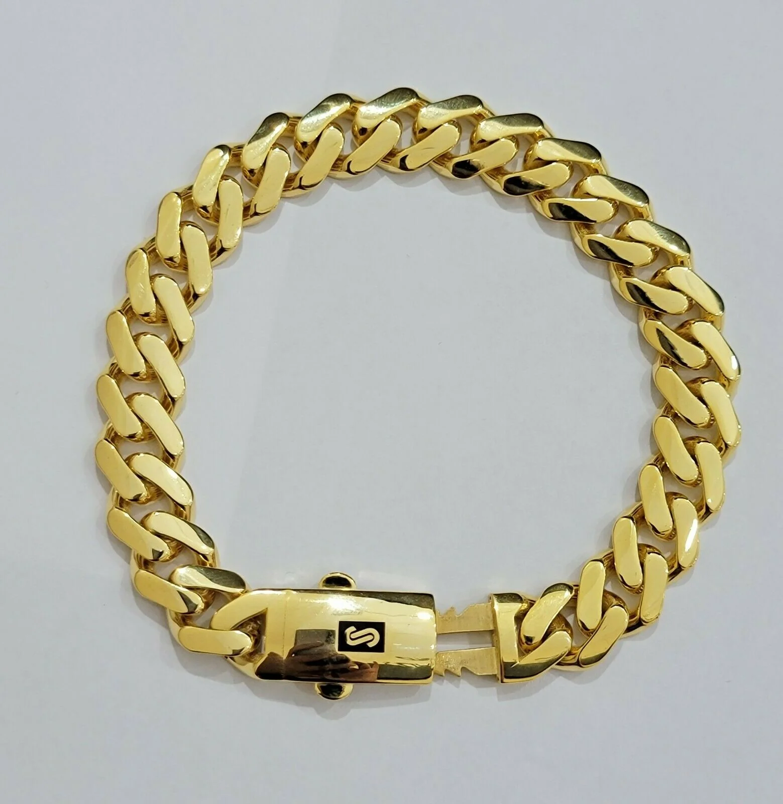 Real 10k Gold Bracelet 13mm Miami Cuban Royal Link 8.5" Shiny Plain Monaco,10kt - Image 4