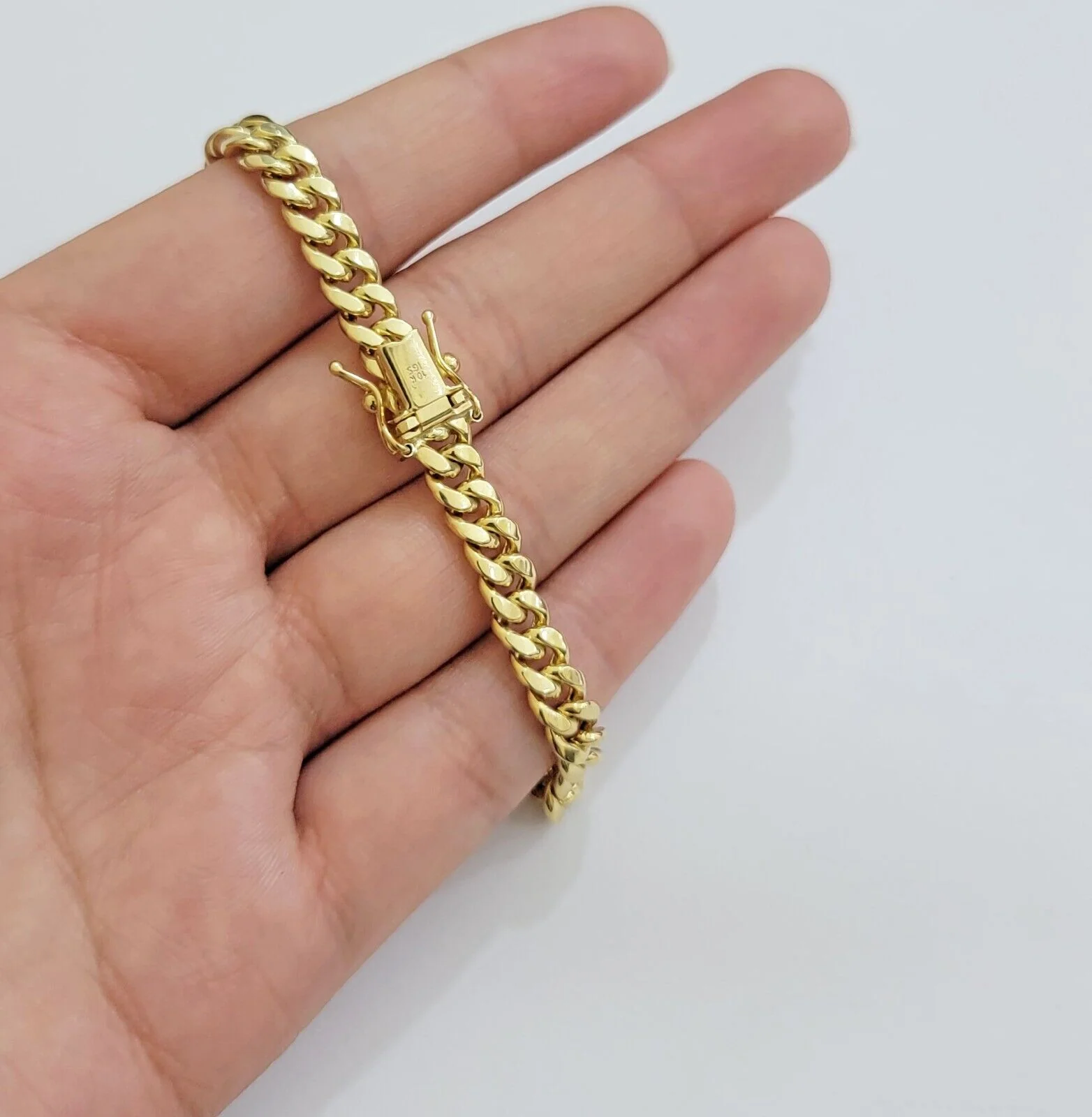 Real 10k Gold Bracelet 7 Inch 7mm Miami Cuban Link 10kt Yellow Gold For Women - Image 3