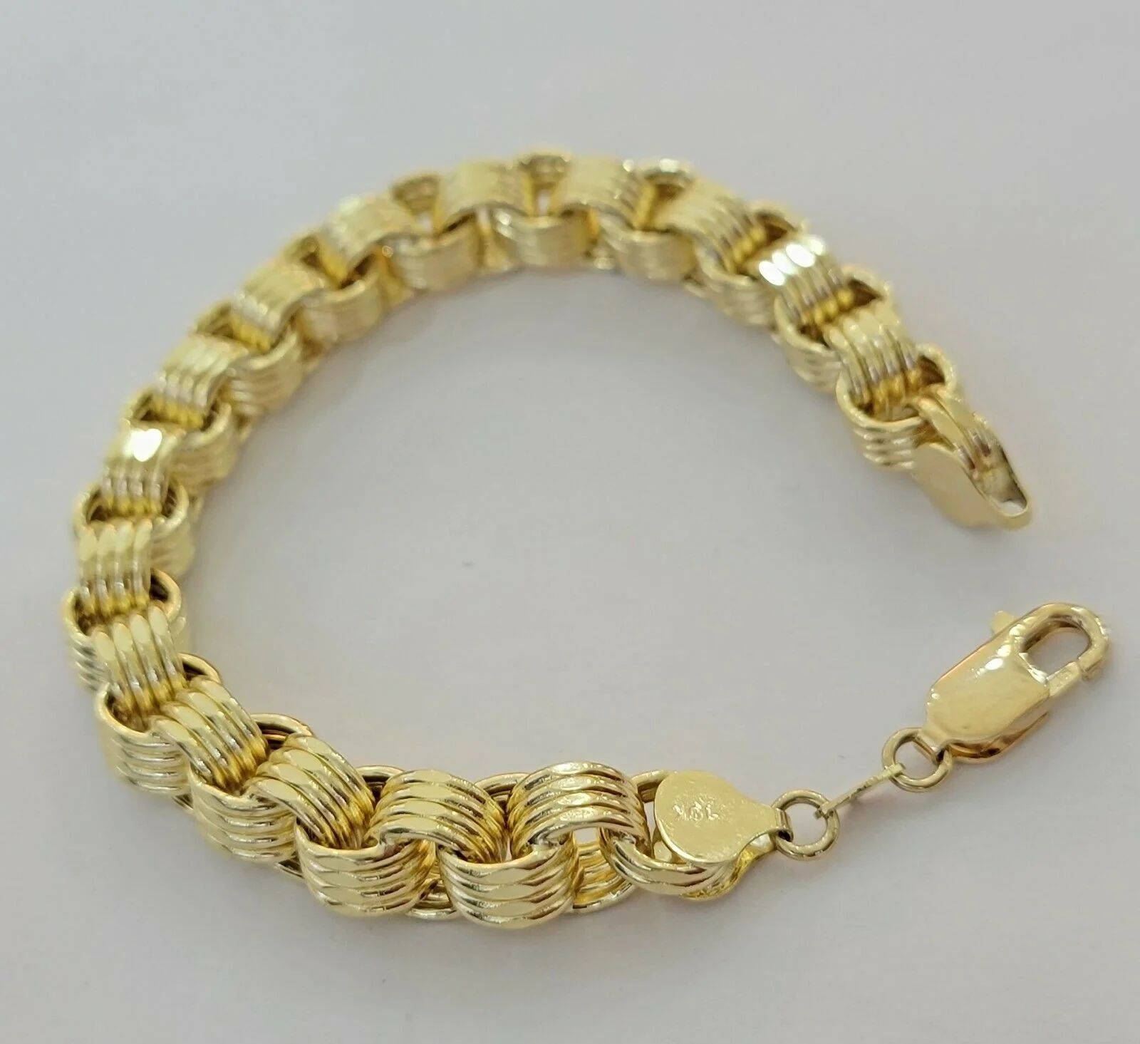 REAL 10k Gold Bracelet Byzantine Box 8" 9mm 10 kt Yellow Gold Men's Genuine 10kt - Image 3