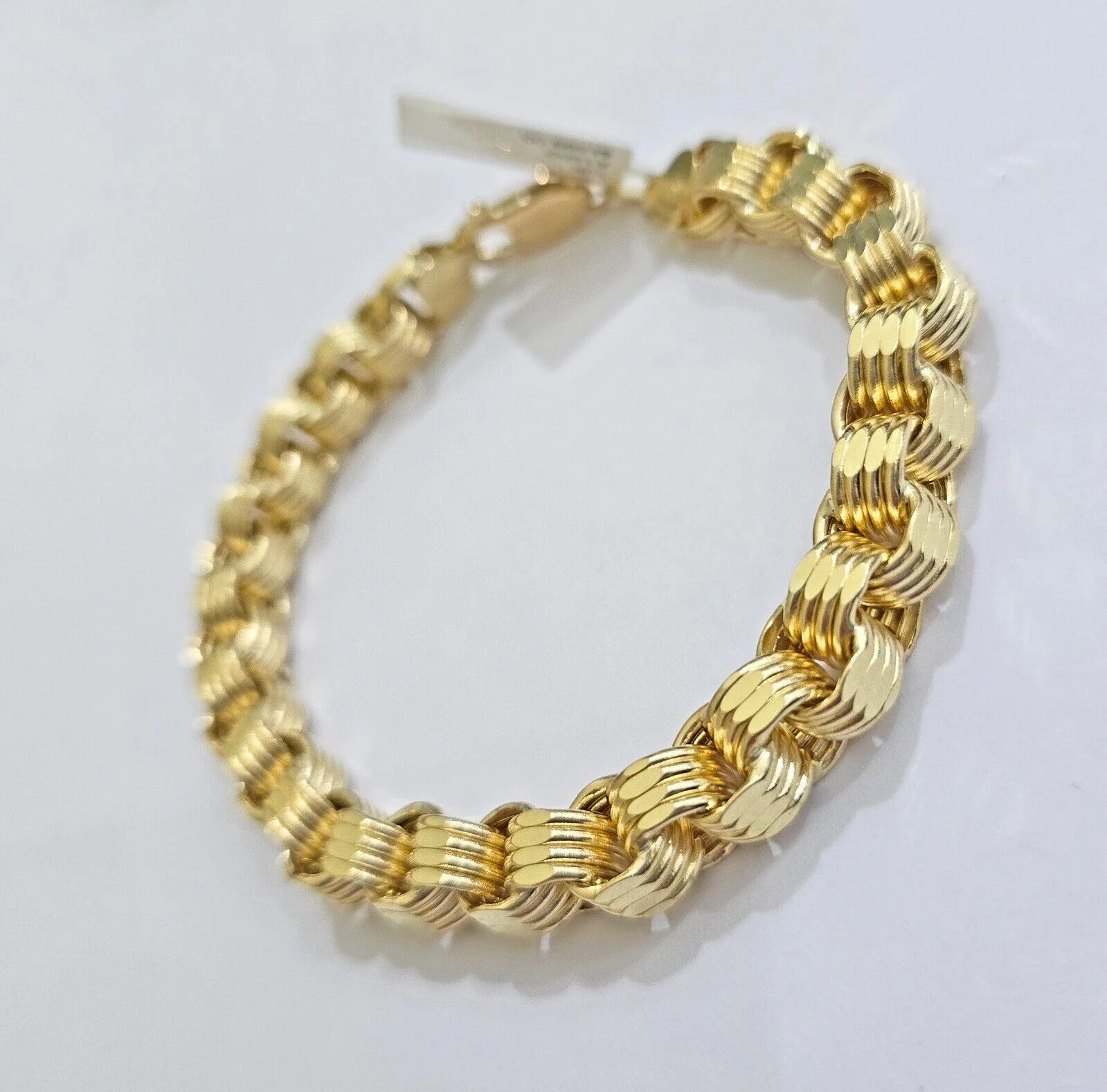 Real 10k Gold Bracelet Byzantine Box 8 Inch 8.5mm 10kt Yellow Gold Men's Genuine - Image 2