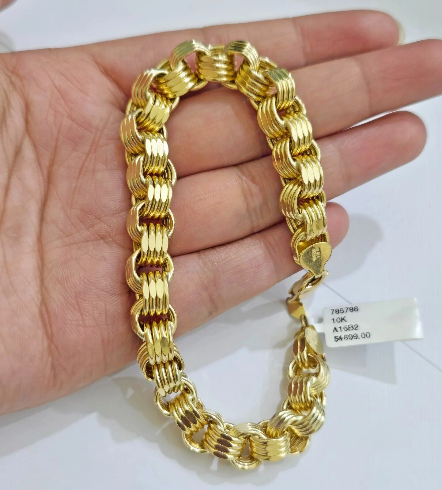 Real 10k Gold Bracelet Byzantine Box 9 Inch 8.5mm 10kt Yellow Gold Men's Genuine - Image 4