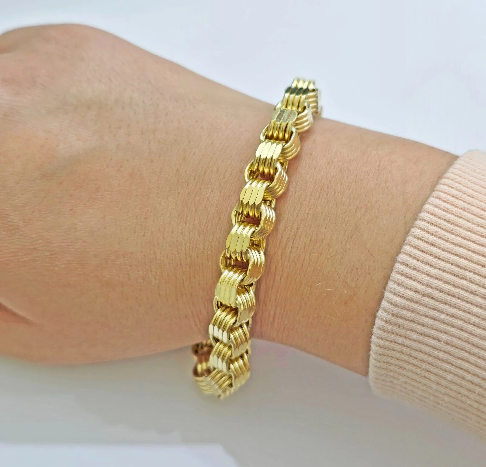 Real 10k Gold Bracelet Byzantine Box 9 Inch 8.5mm 10kt Yellow Gold Men's Genuine - Image 5