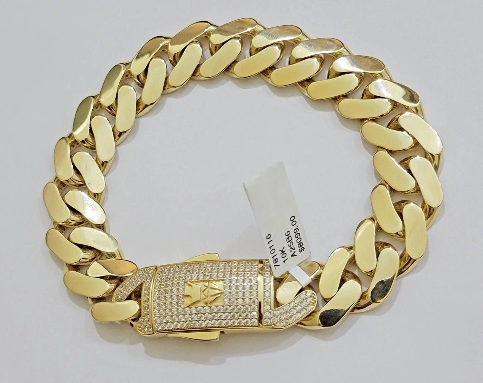 Real 10k Gold Bracelet Mens 9 inch 15mm Royal Cuban Link  10kt Yellow Gd CZ Lock - Image 3
