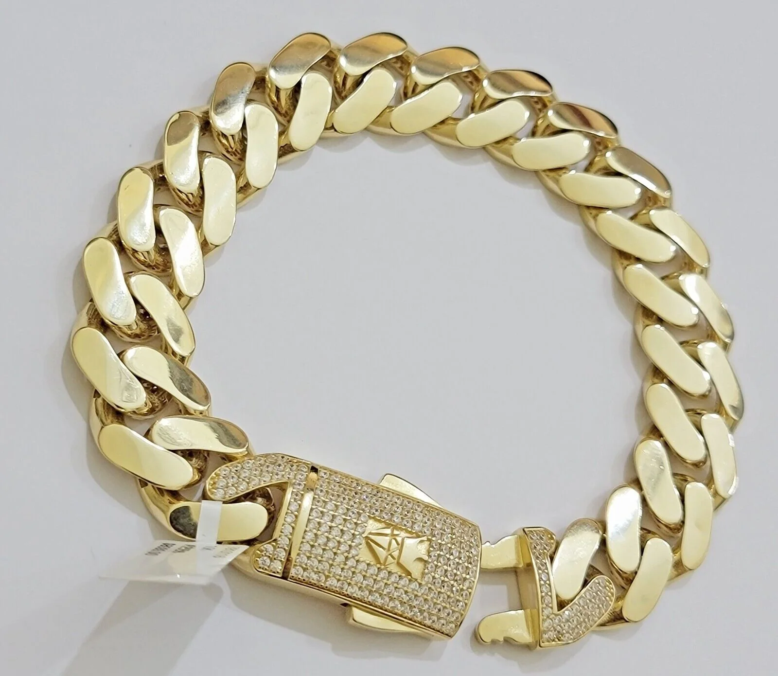Real 10k Gold Bracelet Mens 9 inch 15mm Royal Cuban Link  10kt Yellow Gd CZ Lock - Image 4