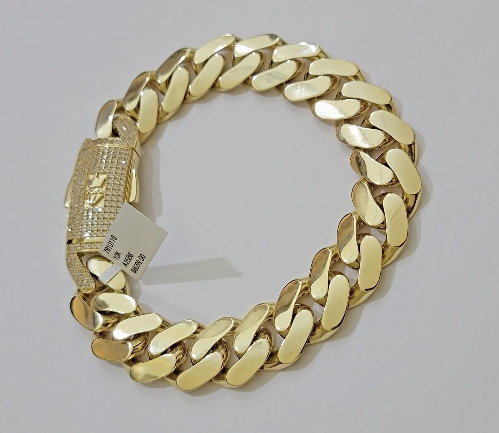 Real 10k Gold Bracelet Mens 9 inch 15mm Royal Cuban Link  10kt Yellow Gd CZ Lock - Image 9