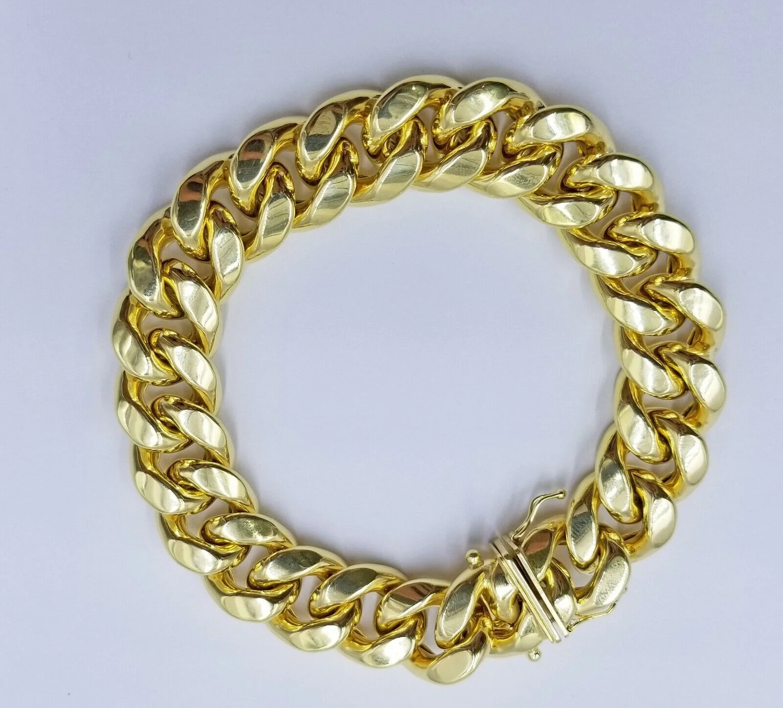 Real 10k Gold Bracelet Miami Cuban Link 8.5 Inch 15mm Box clasp Thick Strong 10k - Image 2