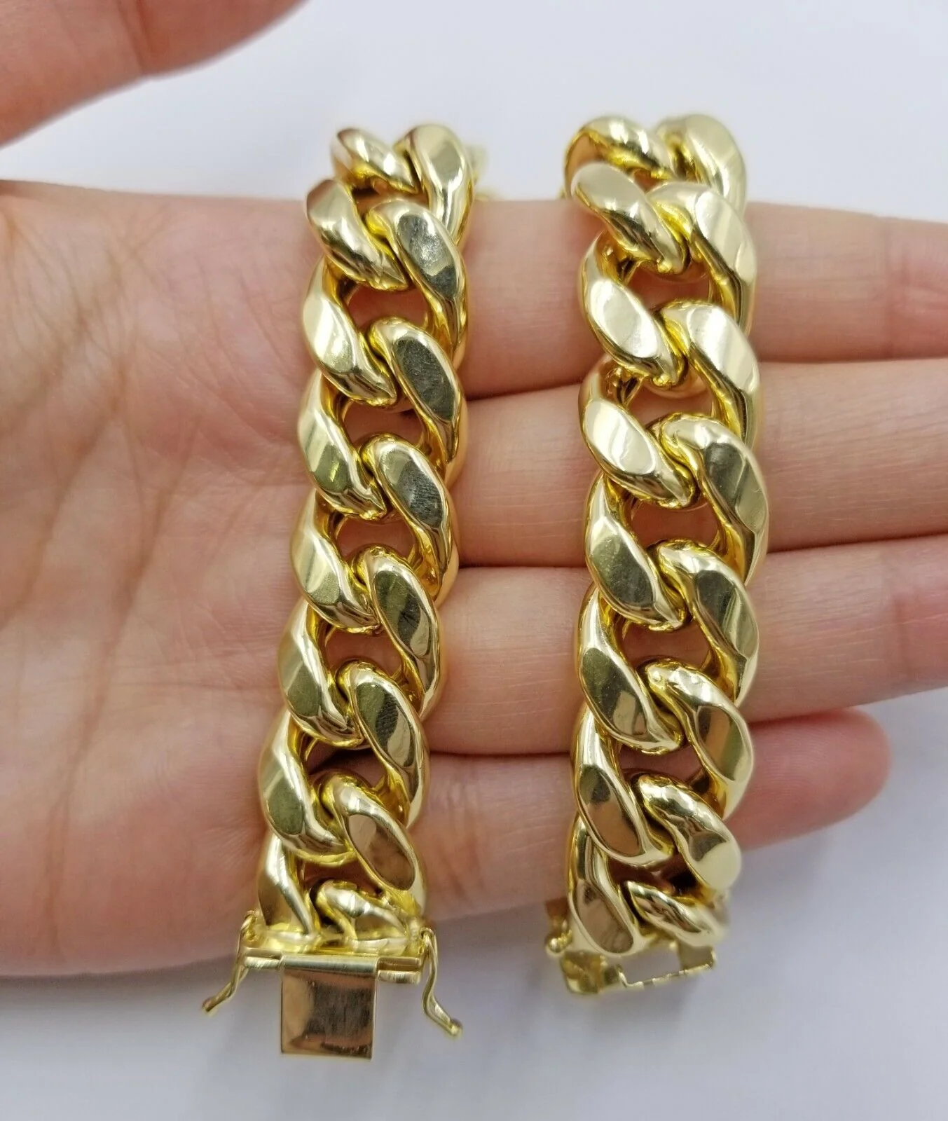 Real 10k Gold Bracelet Miami Cuban Link 8.5 Inch 15mm Box clasp Thick Strong 10k - Image 4