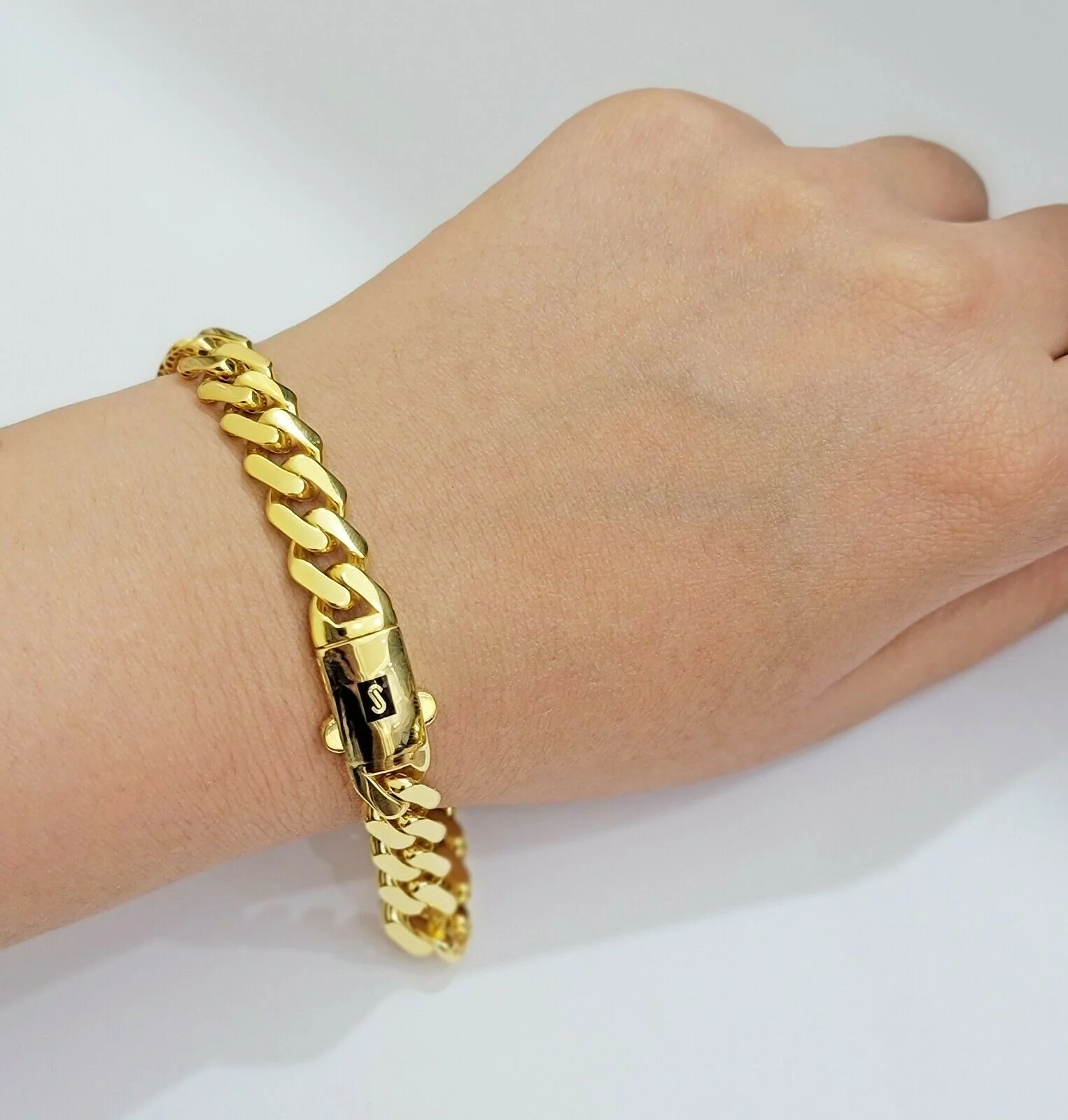 Real 10k Gold Bracelet Royal Miami Cuban Link 8.5mm 8.5Inch Moneco Box Lock,10kt - Image 3