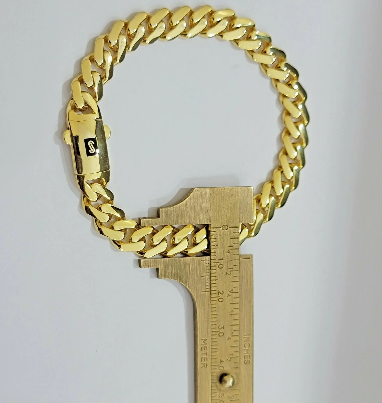 Real 10k Gold Bracelet Royal Miami Cuban Link 8.5mm 8.5Inch Moneco Box Lock,10kt - Image 7