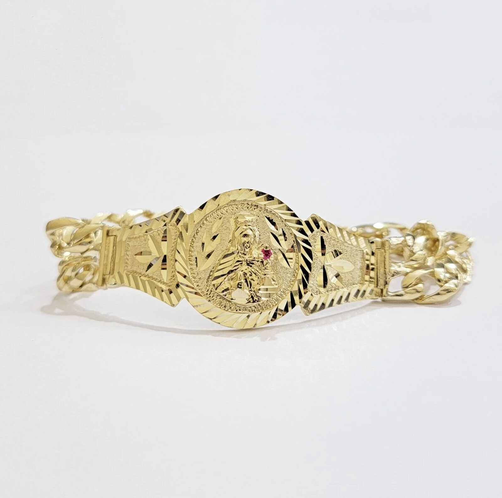 Real 10k Gold Bracelet Solid San barbara 8.25 Inch Cuban Link Box Lock, Pura oro - Image 3