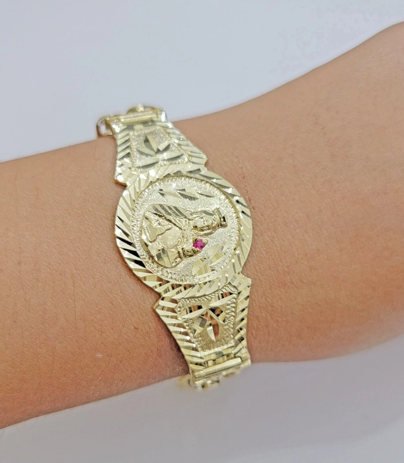 Real 10k Gold Bracelet Solid San barbara 8.25 Inch Cuban Link Box Lock, Pura oro - Image 4