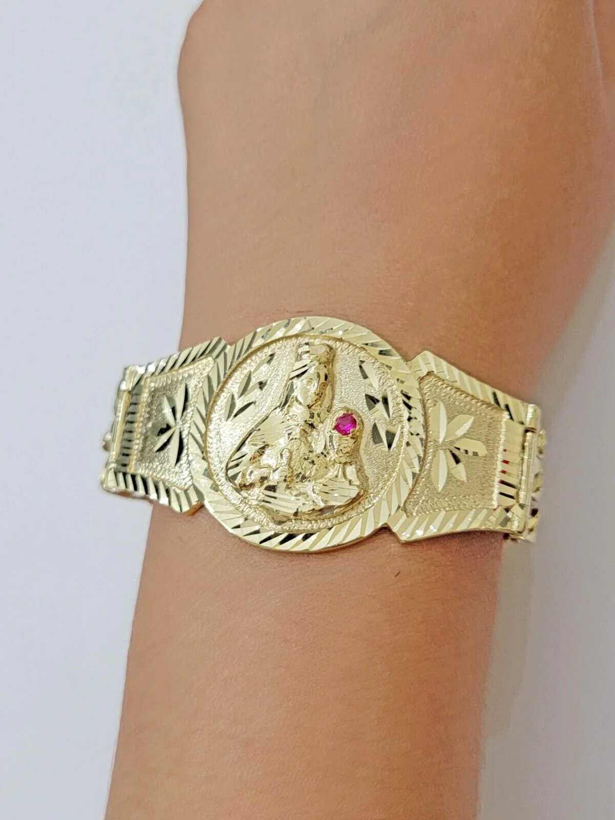 Real 10k Gold Bracelet Solid San barbara 8.25 Inch Cuban Link Box Lock, Pura oro - Image 5