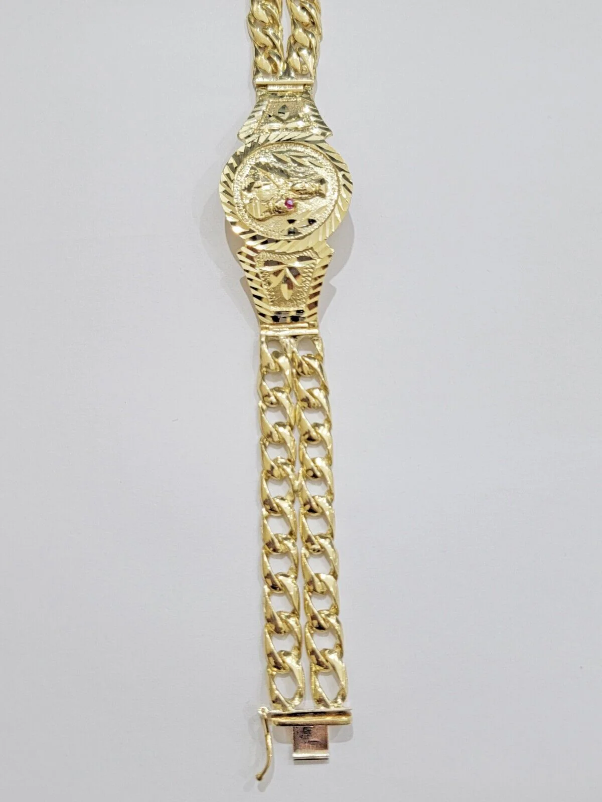 Real 10k Gold Bracelet Solid San barbara 8.25 Inch Cuban Link Box Lock, Pura oro - Image 7