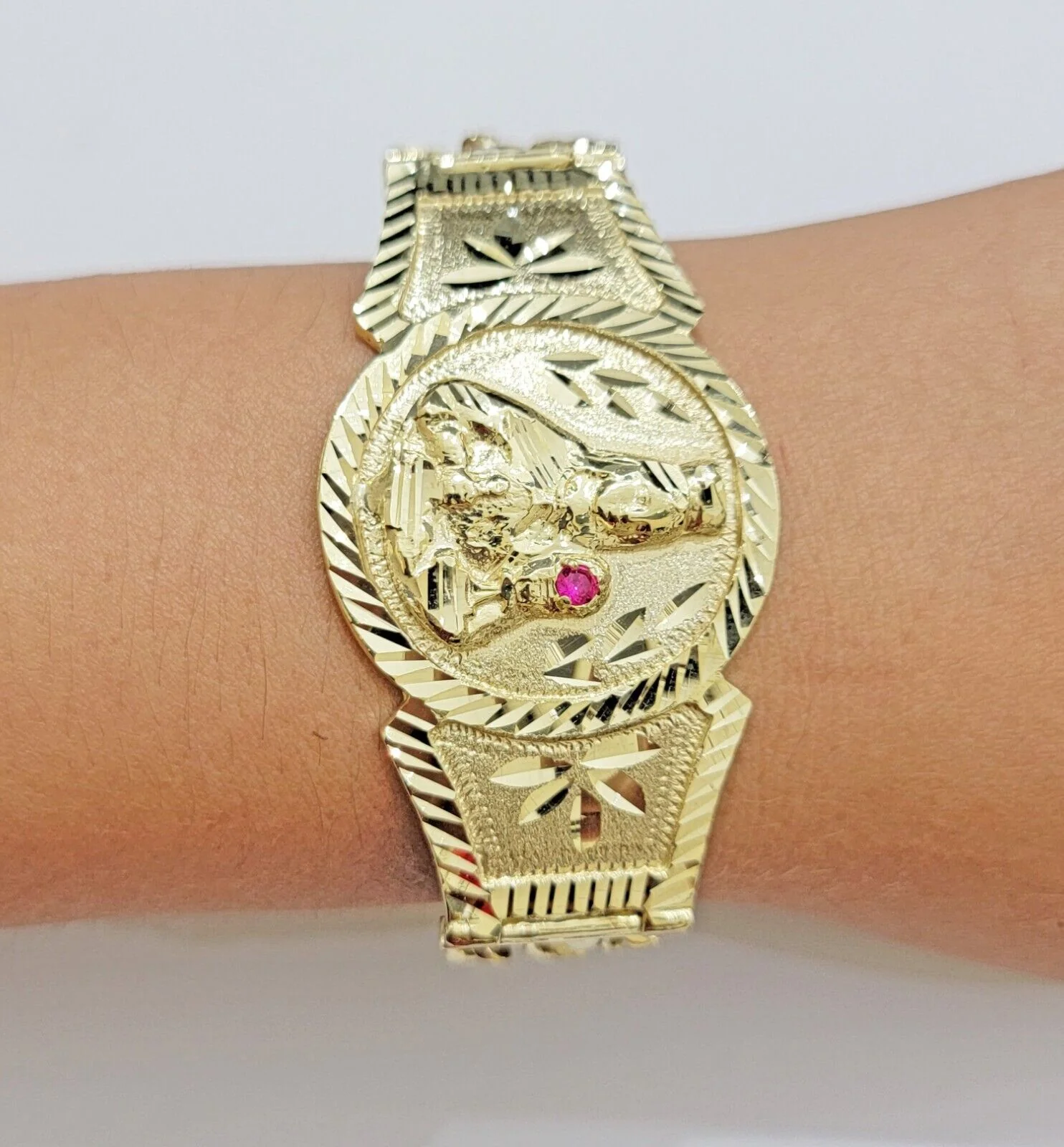 Real 10k Gold Bracelet Solid San barbara 8 Inches Cuban Link Box Lock, Pura oro - Image 3