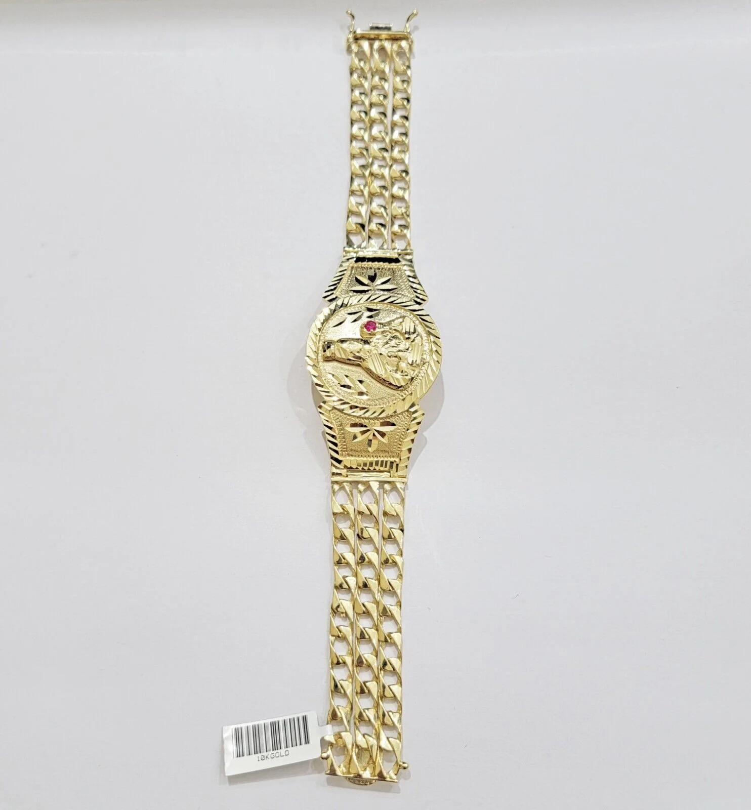 Real 10k Gold Bracelet Solid San barbara 8 Inches Cuban Link Box Lock, Pura oro - Image 4