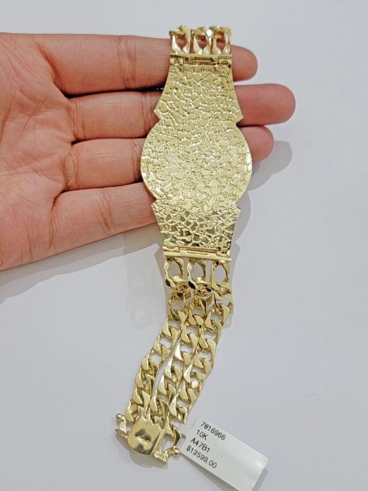 Real 10k Gold Bracelet Solid San barbara 8 Inches Cuban Link Box Lock, Pura oro - Image 7