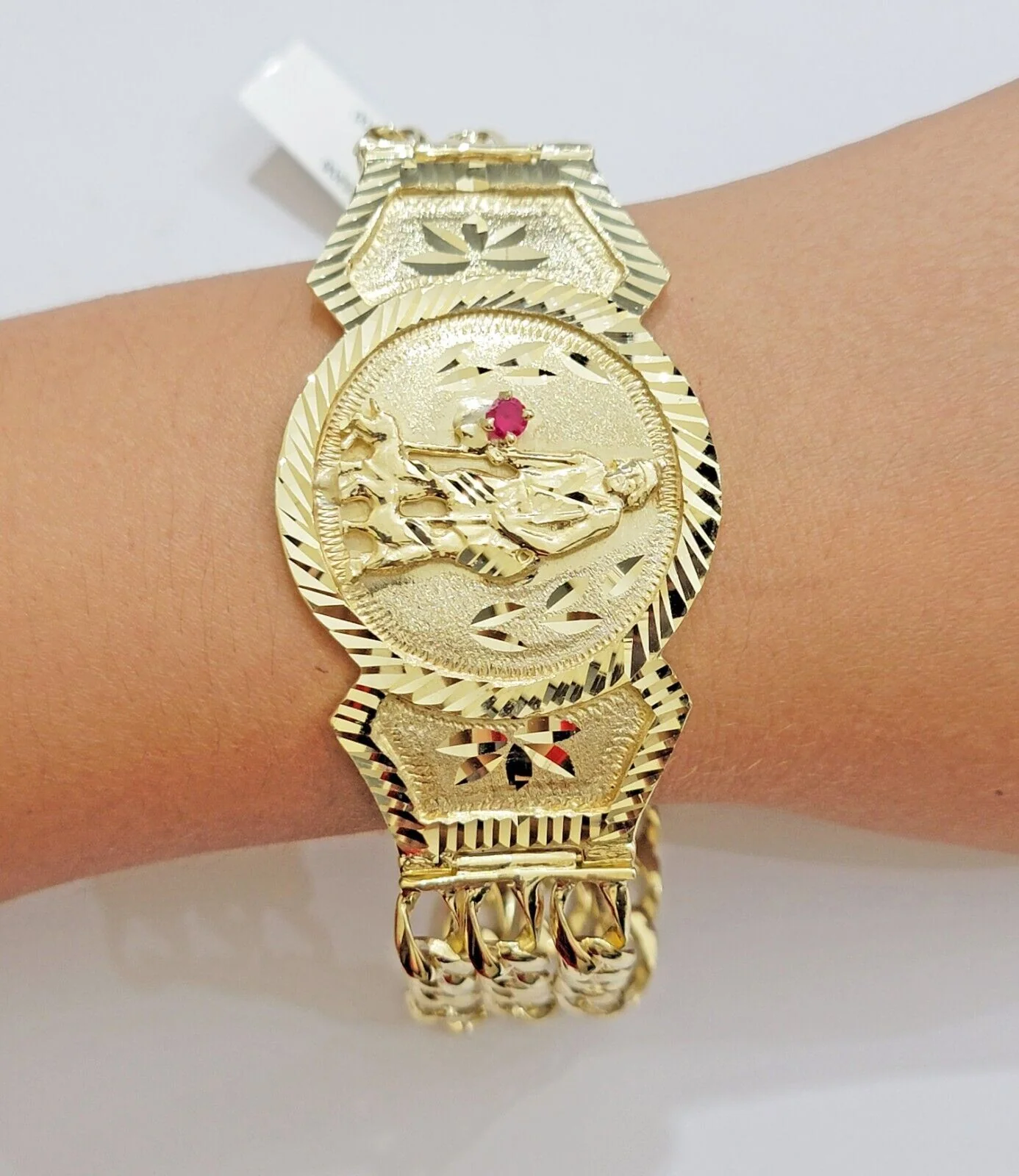 Real 10k Gold Bracelet Solid San Lazarus 9 Inches Cuban Link Pura oro , lázaro - Image 2