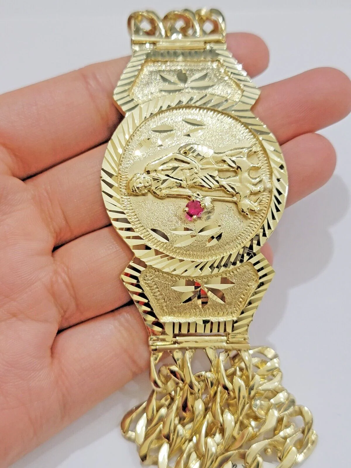 Real 10k Gold Bracelet Solid San Lazarus 9 Inches Cuban Link Pura oro , lázaro - Image 3