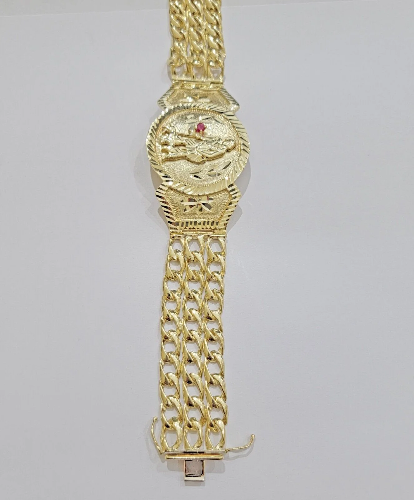 Real 10k Gold Bracelet Solid San Lazarus 9 Inches Cuban Link Pura oro , lázaro - Image 4