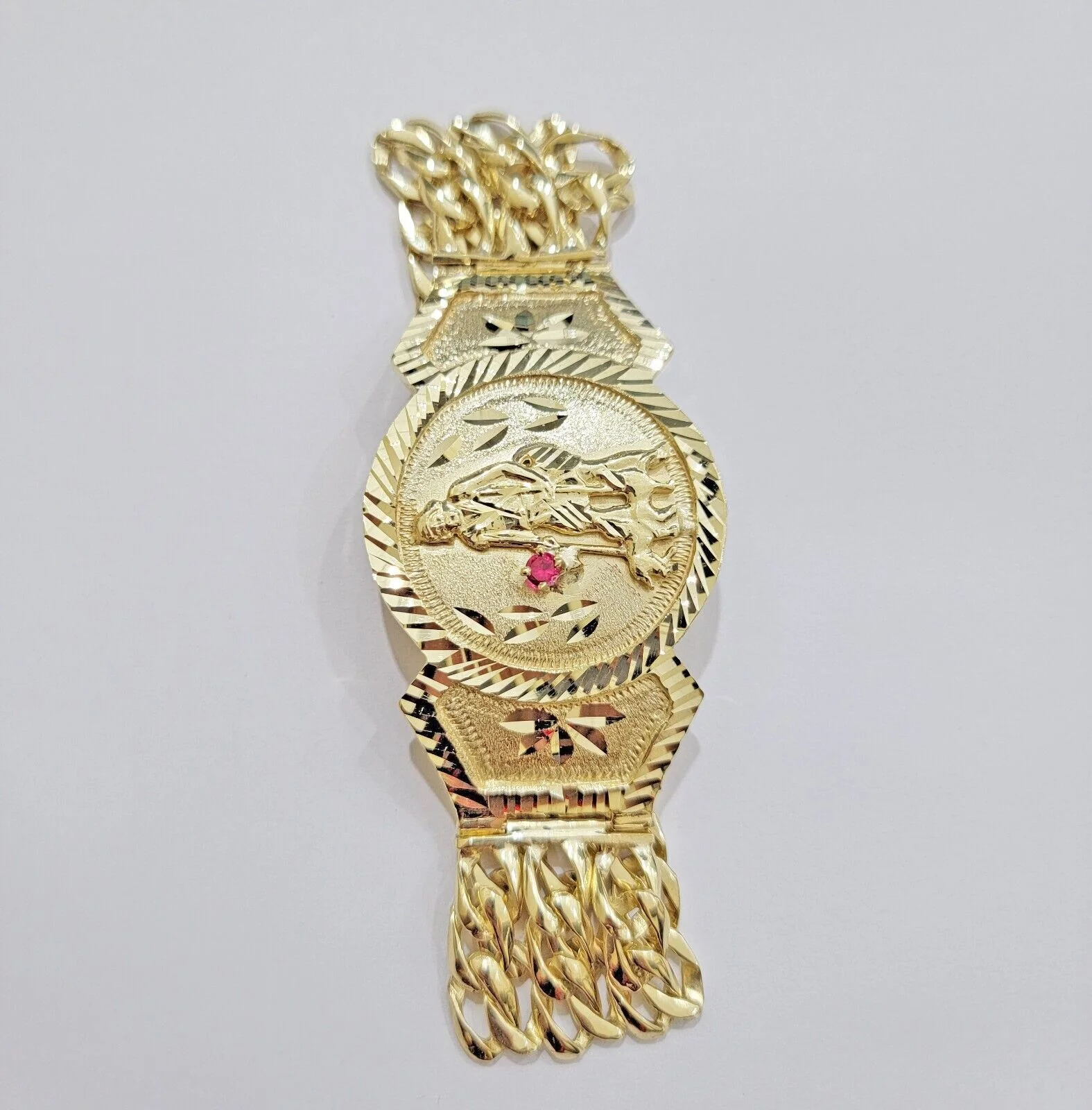 Real 10k Gold Bracelet Solid San Lazarus 9 Inches Cuban Link Pura oro , lázaro - Image 5