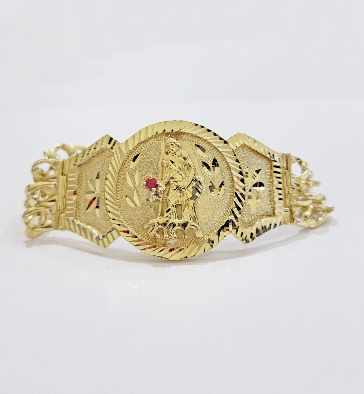 Real 10k Gold Bracelet Solid San Lazarus 9 Inches Cuban Link Pura oro , lázaro - Image 6