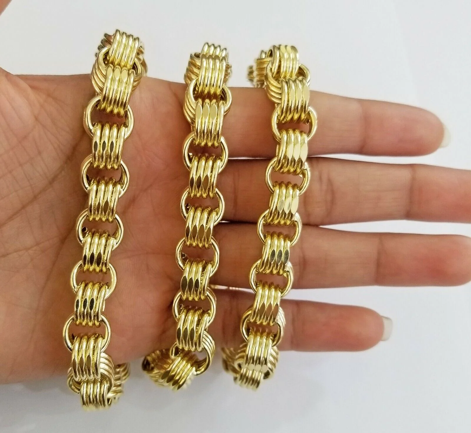 Real 10k Gold Byzantine Chain 11mm 26" Inch Men's yellow gold necklace 10kt - Image 3