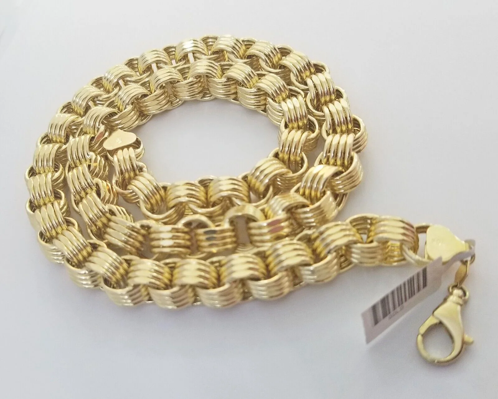 Real 10k Gold Byzantine Chain 11mm necklace 24" Men's 10kt yellow gold Box Chain - Image 3