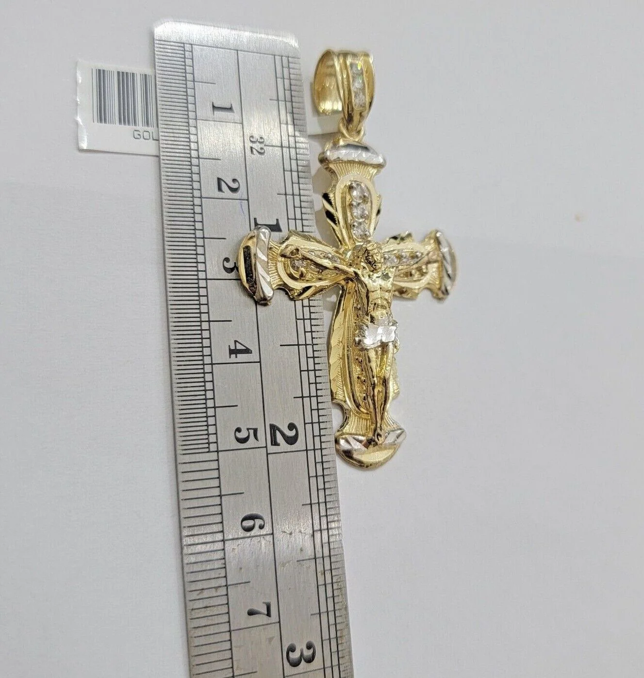 REAL 10k Gold byzantine Chain Cross Pendant Set 5mm Necklace & Jesus Crucifix - Image 8
