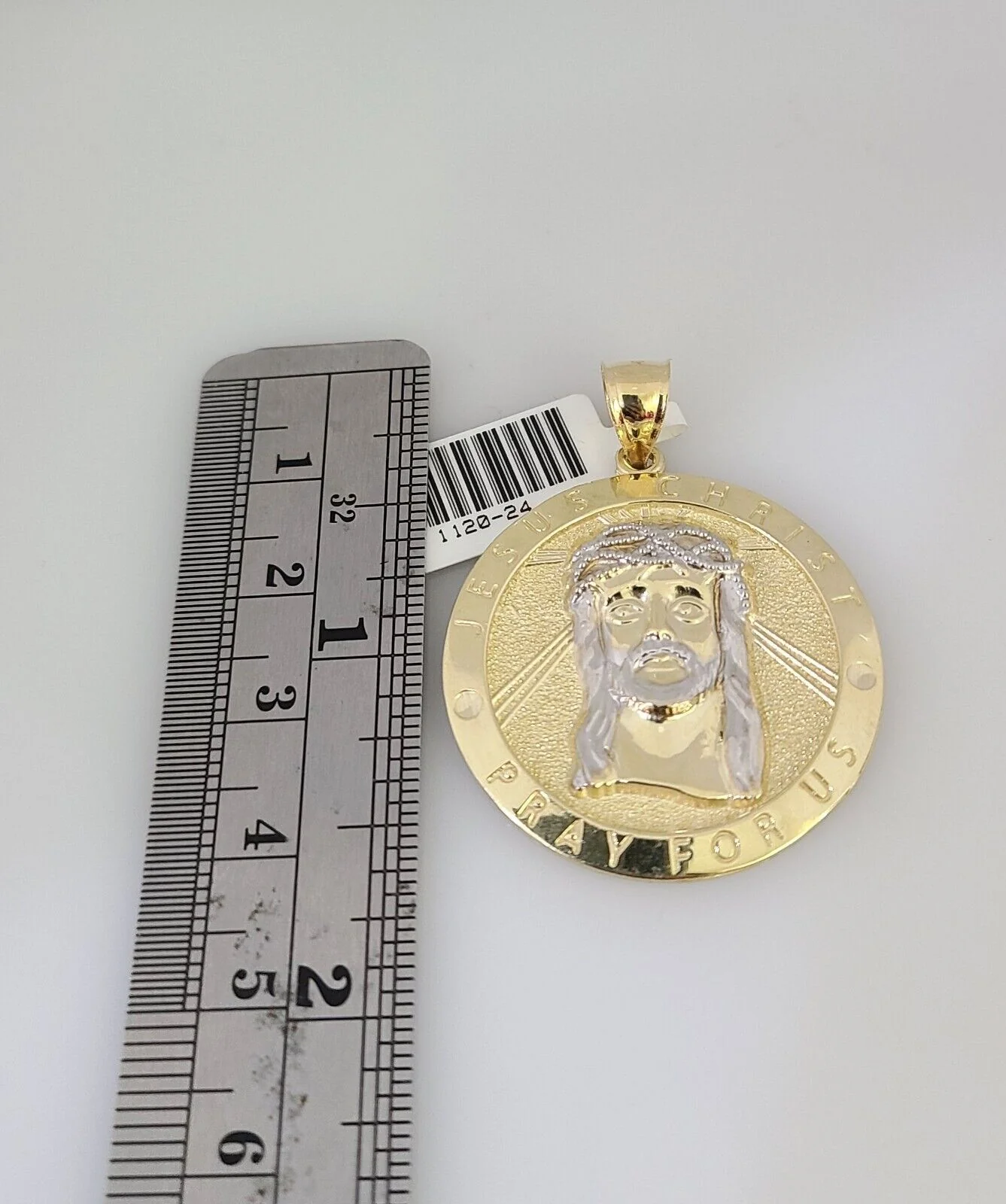 Real 10k Gold Byzantine Chain Jesus Charm Pendant SET 3mm 24 Inch Mens Necklace - Image 4