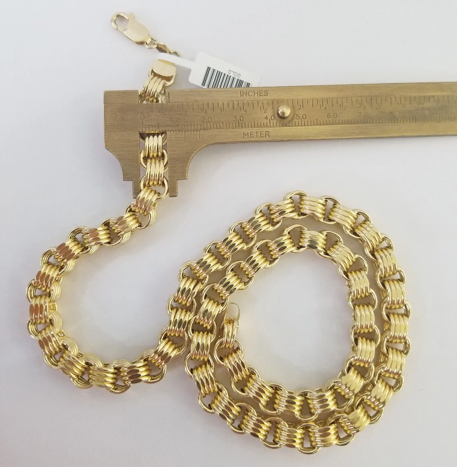 Real 10k Gold Byzantine Chain Mens necklace 8.5 mm 22" Inch 10kt yellow gold - Image 3