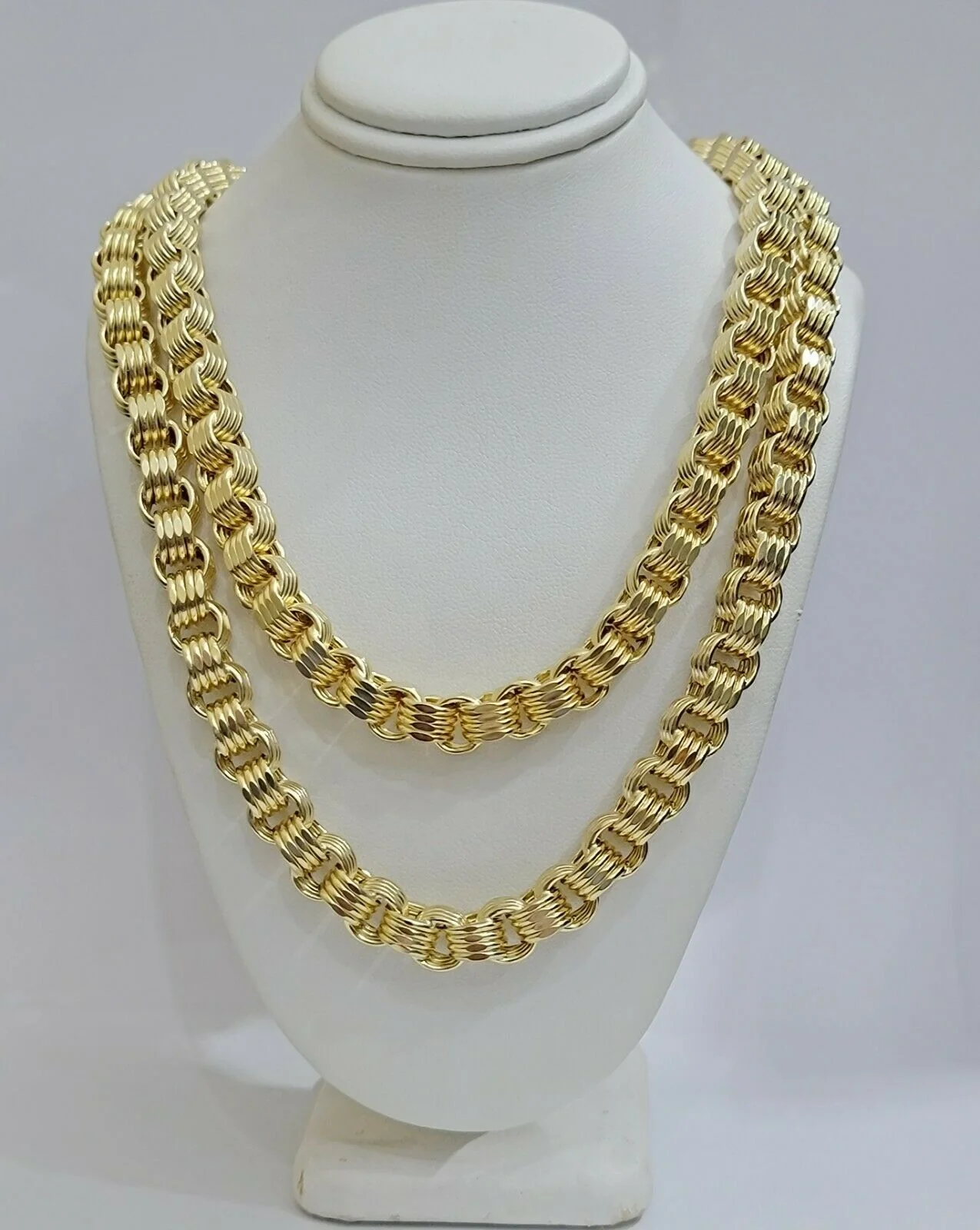 Real 10k Gold Byzantine Chain Necklace 8mm 24" Inch long Men's 10kt Yellow Gold - Image 7