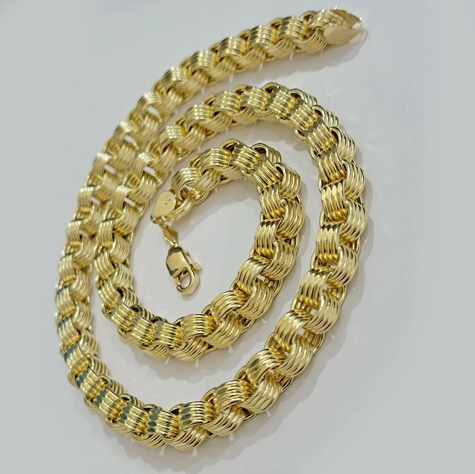 Real 10k Gold Byzantine Chain Necklace 8mm 24" Inch long Men's 10kt Yellow Gold - Image 8