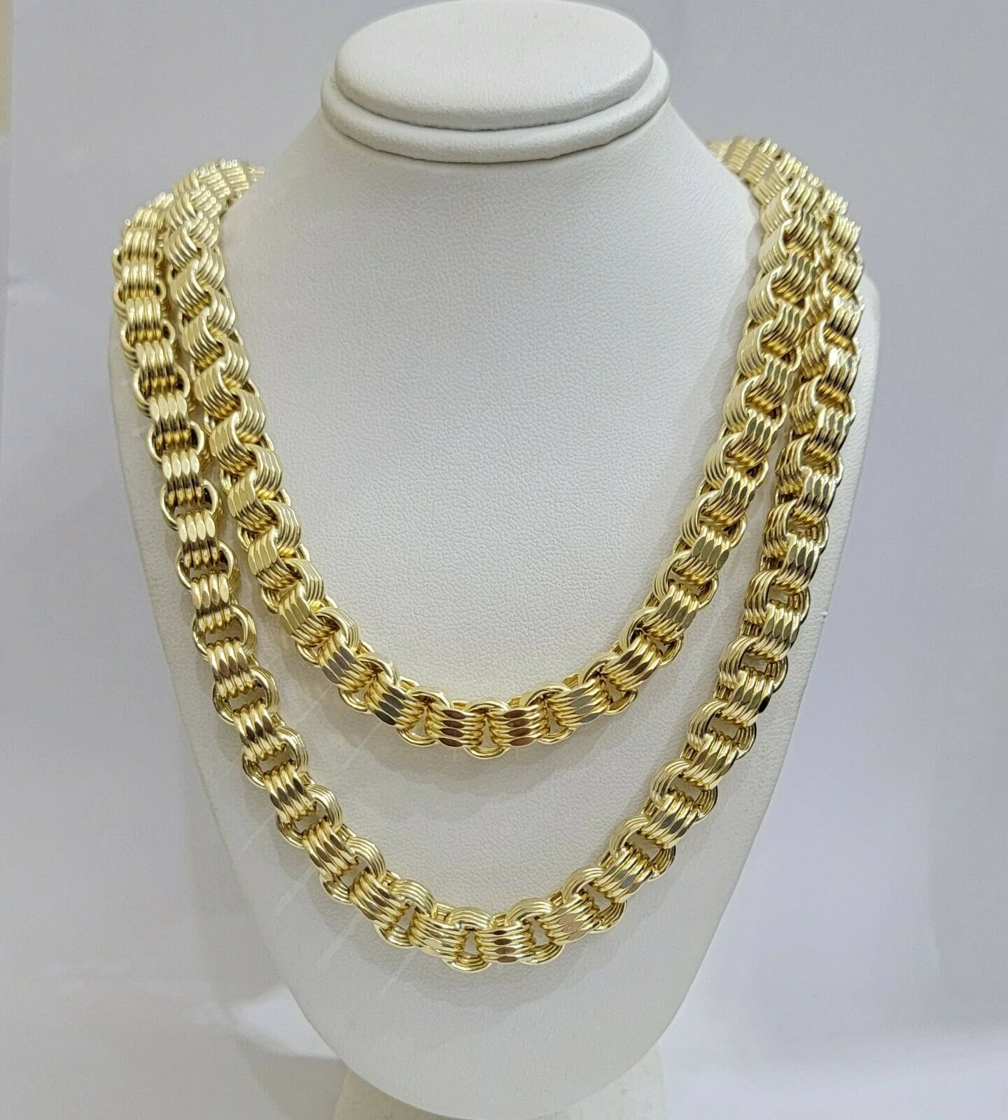 Real 10k Gold Byzantine Chain Necklace 8mm 30" Long 10kt Yellow Gold,Thick shiny - Image 2