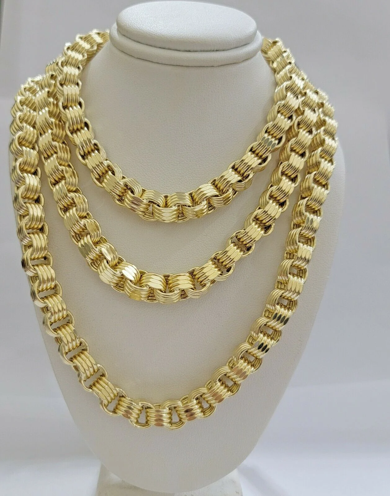 Real 10k Gold Byzantine Chain Necklace 8mm 30" Long 10kt Yellow Gold,Thick shiny - Image 5
