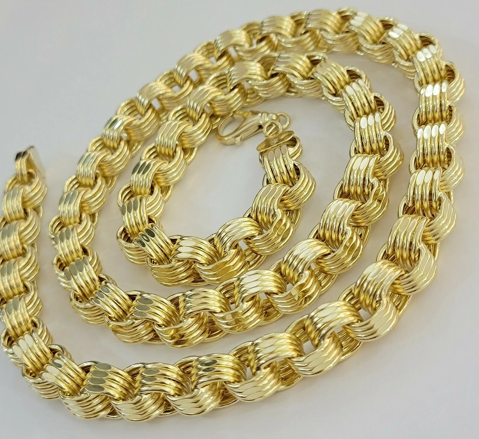 Real 10k Gold Byzantine Chain Necklace 8mm 30" Long 10kt Yellow Gold,Thick shiny - Image 6
