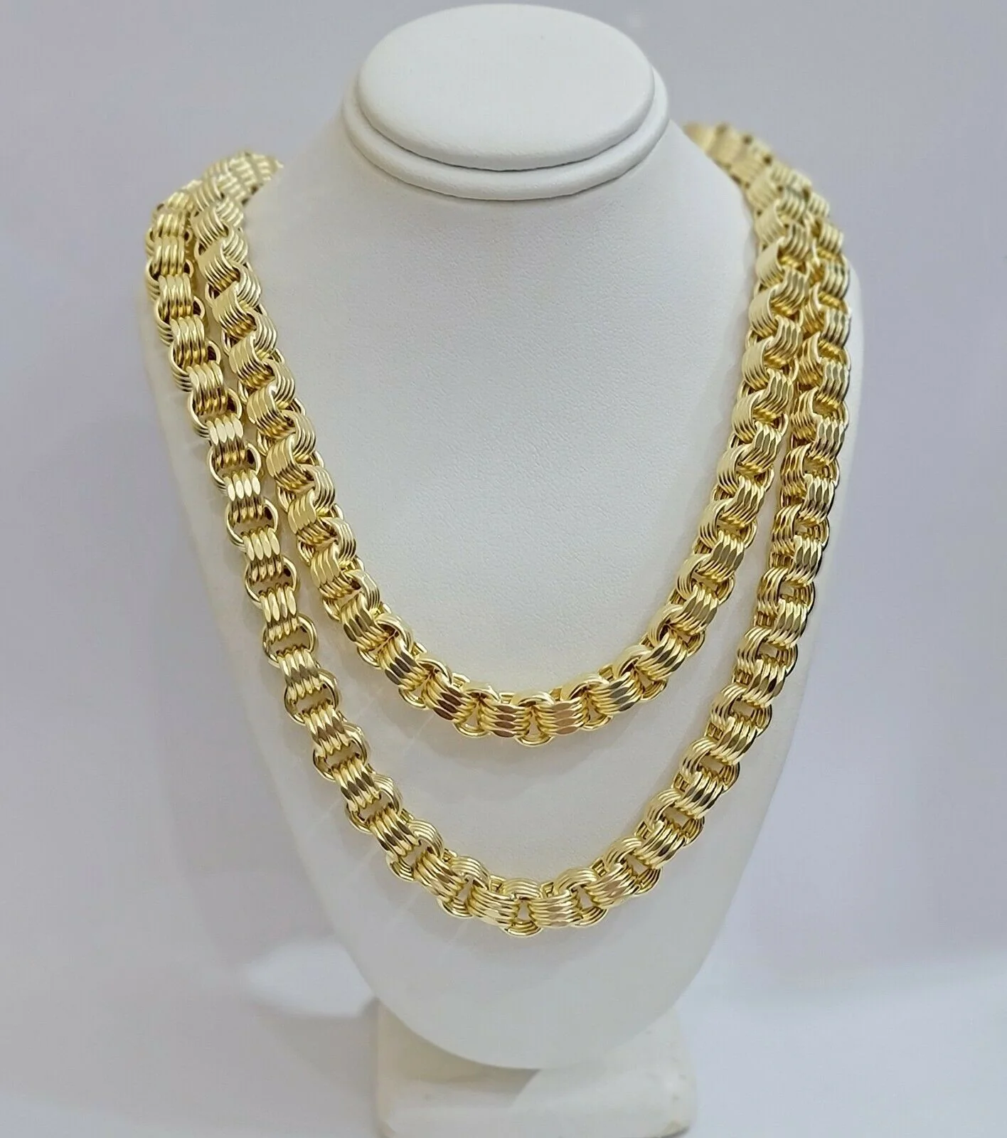 Real 10k Gold Byzantine Chain Necklace 8mm 30" Long 10kt Yellow Gold,Thick shiny - Image 8