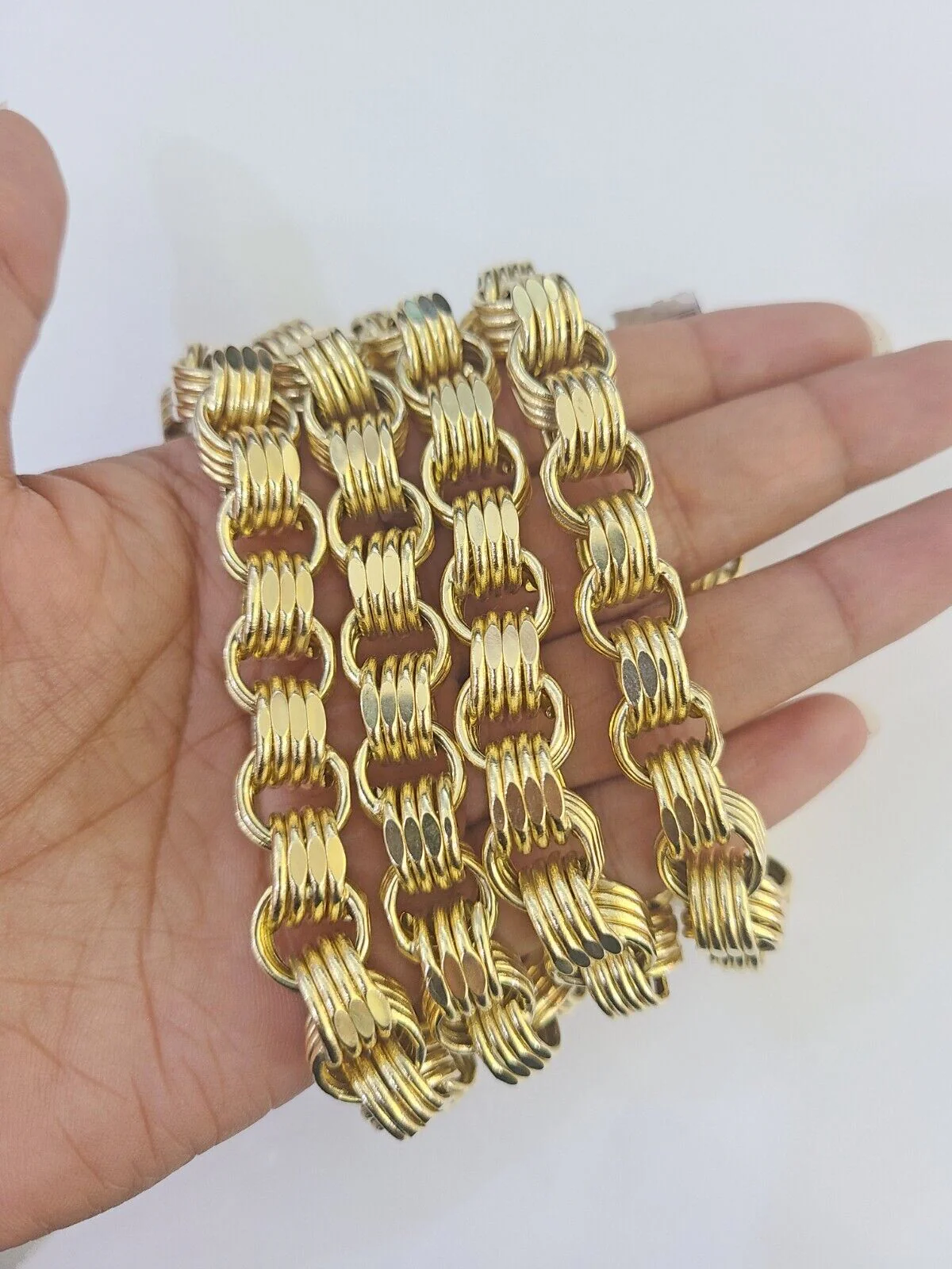 REAL 10k Gold Byzantine Chain Necklace Lobster Clasp 10mm 20"22" 24" 26" 28" 30" - Image 6