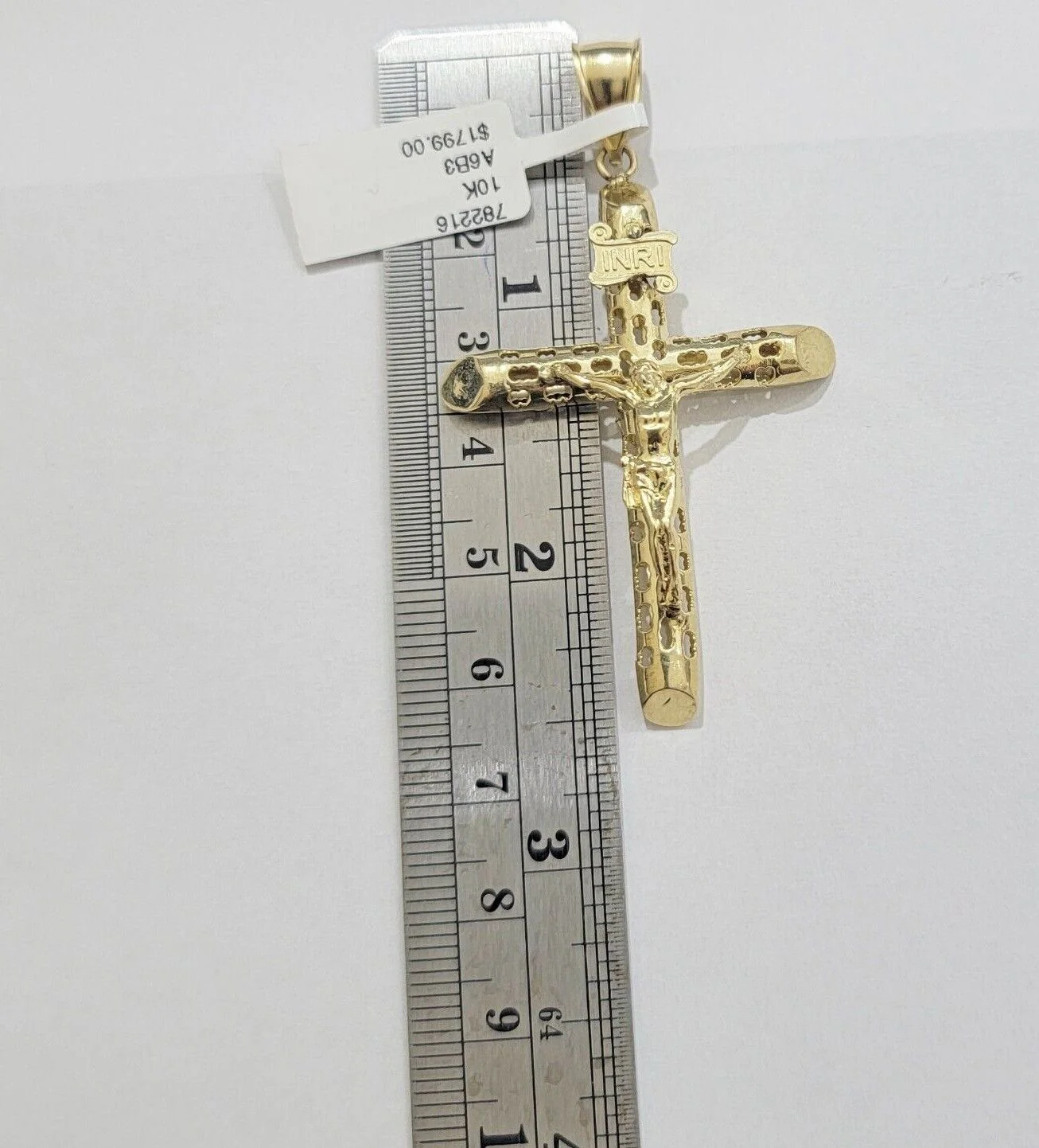 Real 10k Gold byzantine Chain Pendant Set 5mm Necklace With Jesus Cross Charm - Image 9