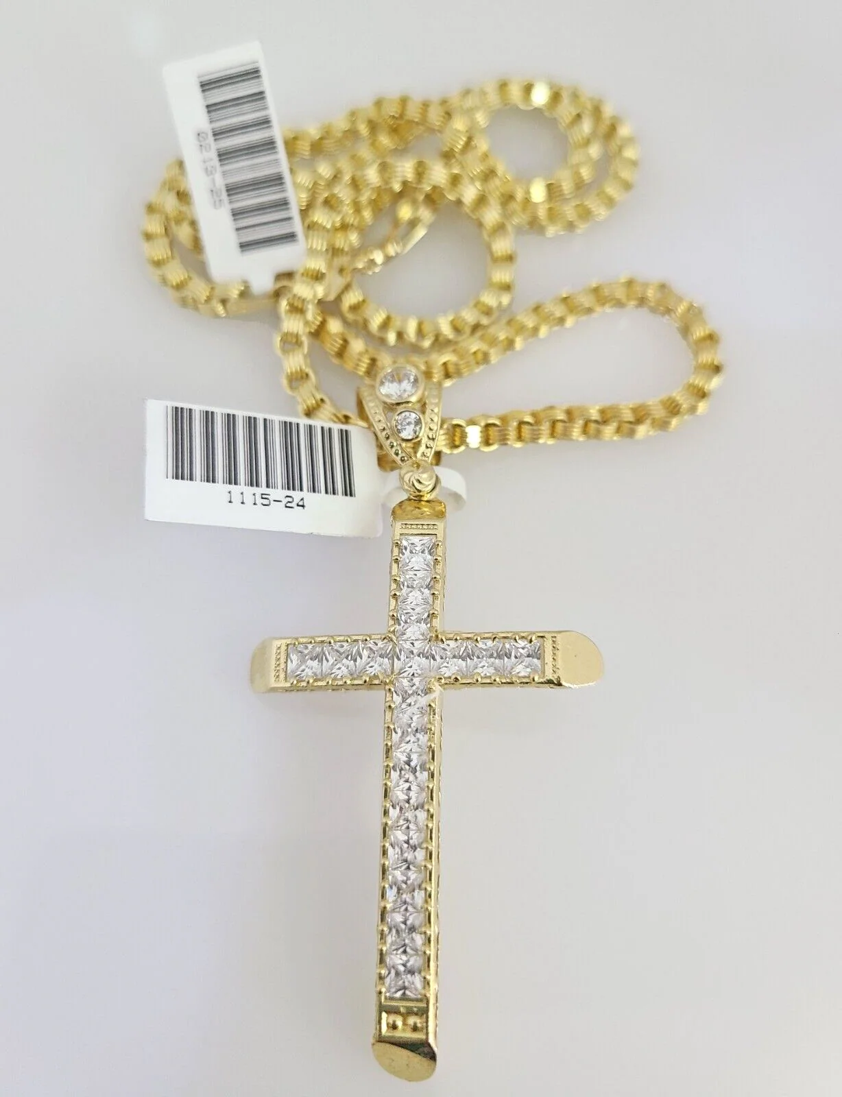 Real 10k Gold Byzantine Necklace Cross Charm SET Chain 20-30" 3mm Pendant - Image 4