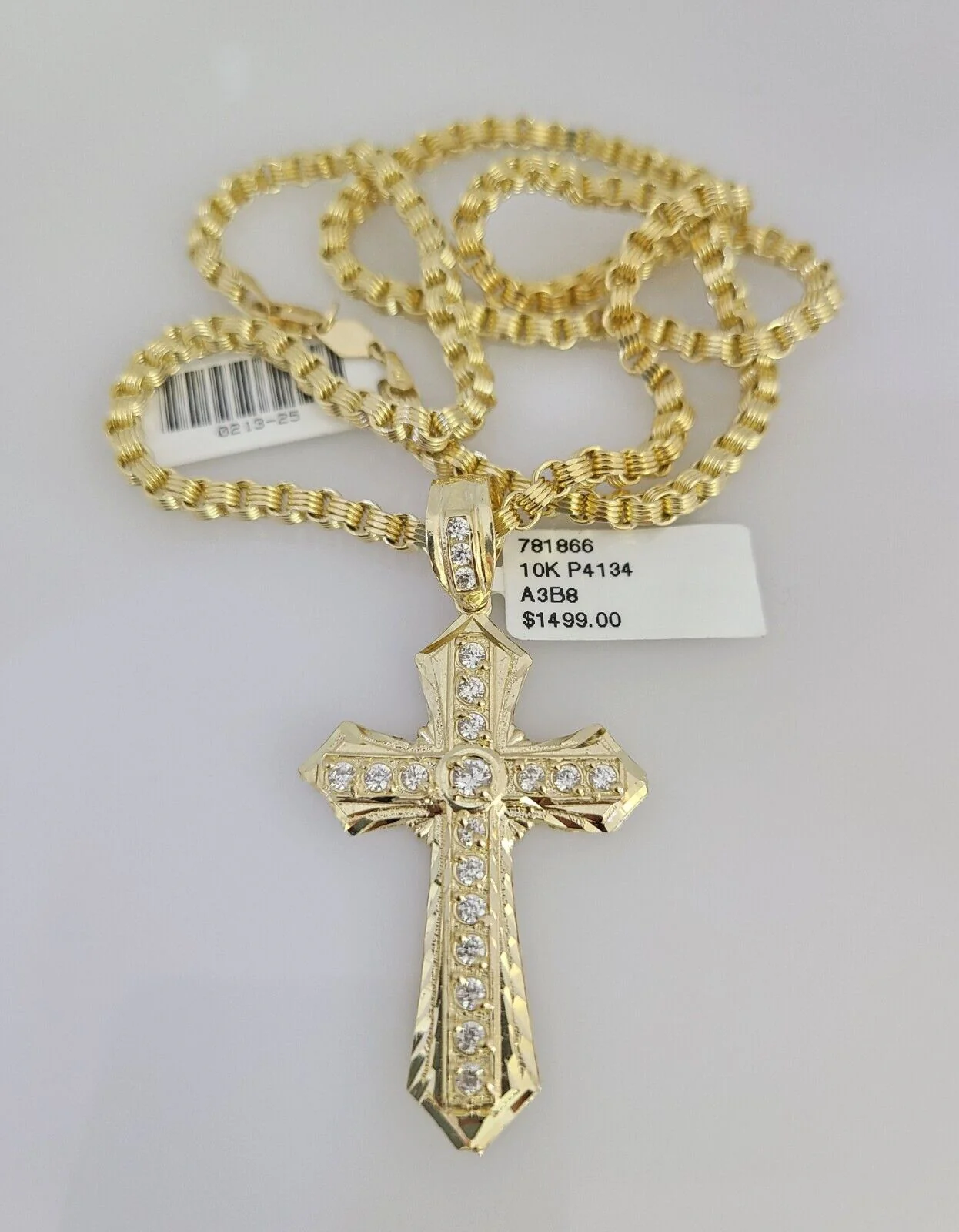 Real 10k Gold Byzantine Necklace Cross Charm SET Chain 20-30" 3mm Pendant - Image 5