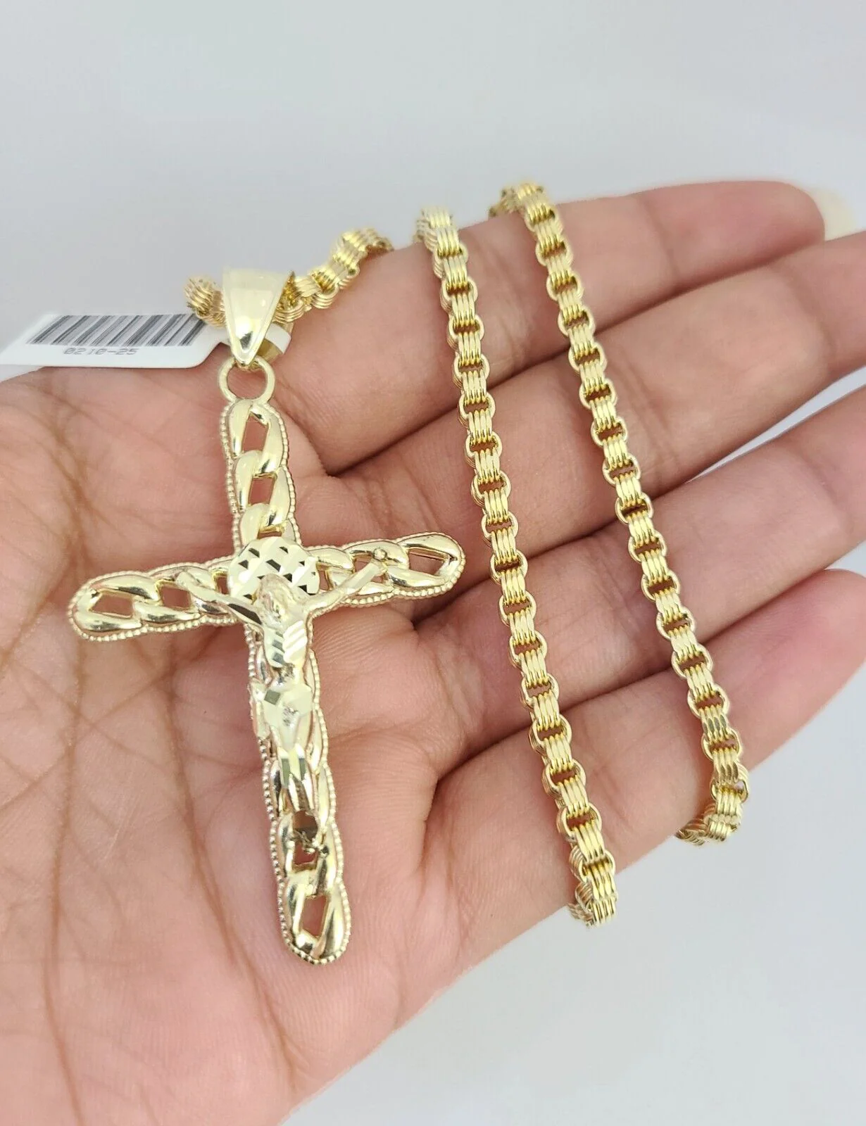 Real 10k Gold Byzantine Necklace Cross Pendant SET Chain 20-30" 3mm - Image 2