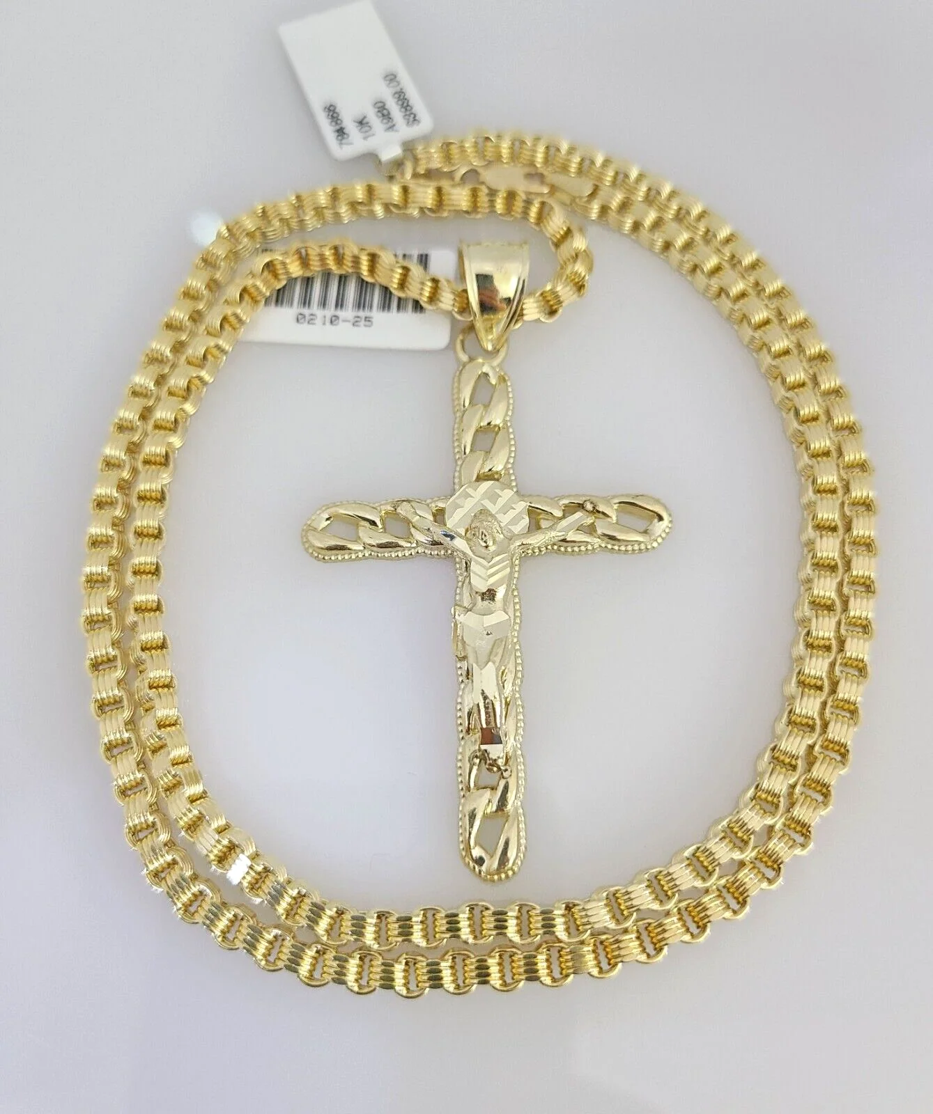 Real 10k Gold Byzantine Necklace Cross Pendant SET Chain 20-30" 3mm - Image 5