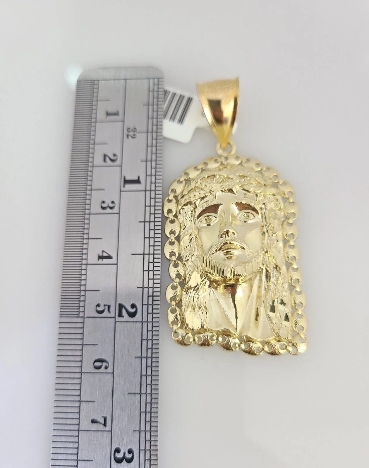 Real 10k Gold Byzantine Necklace Jesus Head Charm SET Chain 20"-30" 3mm Pendant - Image 3