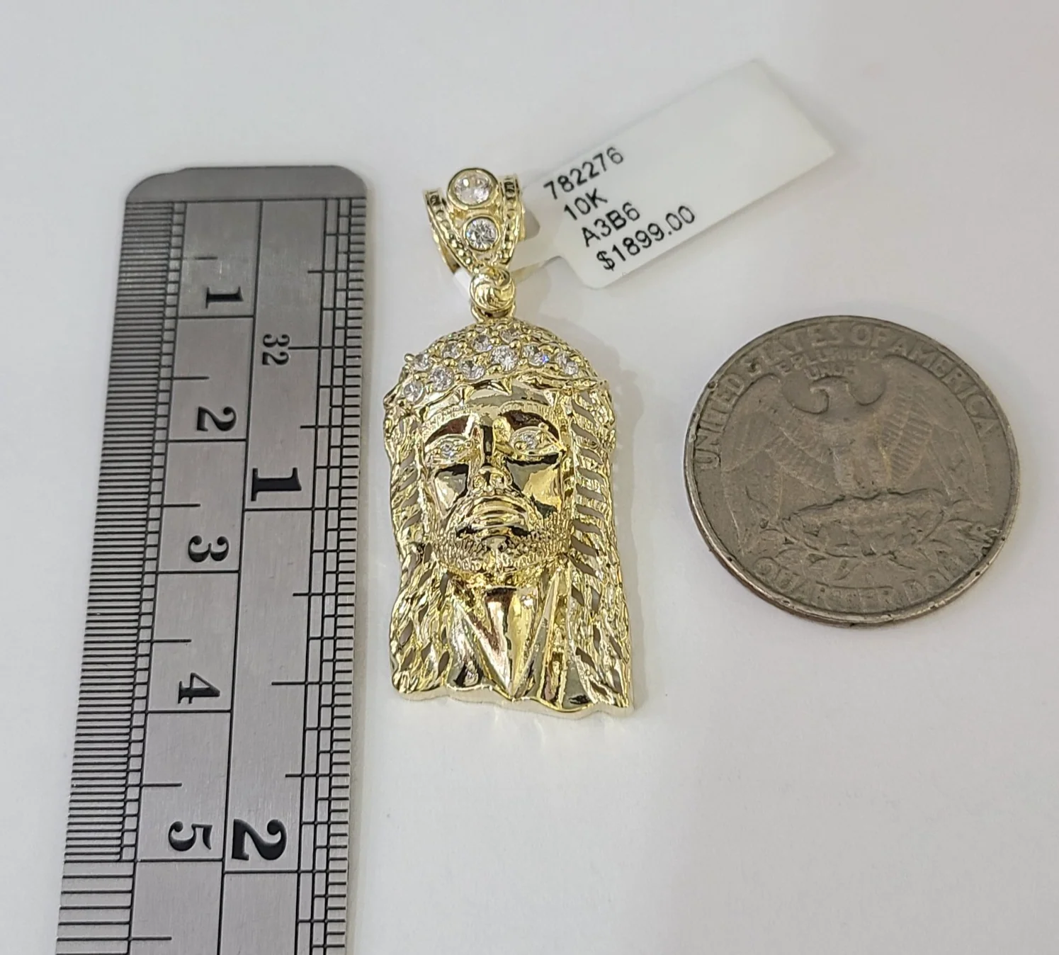 Real 10k Gold Byzantine Necklace Jesus Head Pendant Charm SET Chain 20"-30" 4mm - Image 3