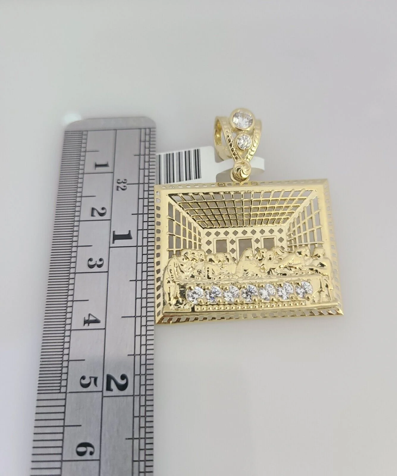 Real 10k Gold Byzantine Necklace Last Supper Charm SET Chain 20-30" 3mm Pendant - Image 5