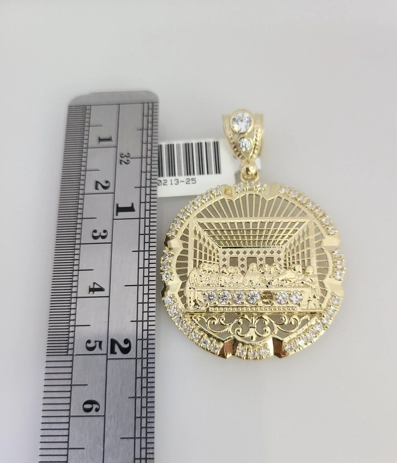 Real 10k Gold Byzantine Necklace Last Supper Charm SET Chain 20-30" 3mm Pendant - Image 4