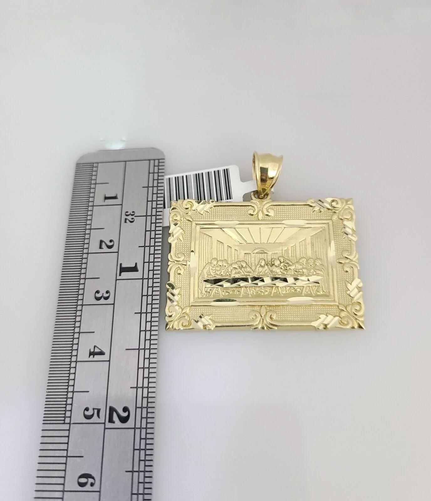 Real 10k Gold Byzantine Necklace Last Supper Charm SET Chain 20-30" 3mm Pendant - Image 6
