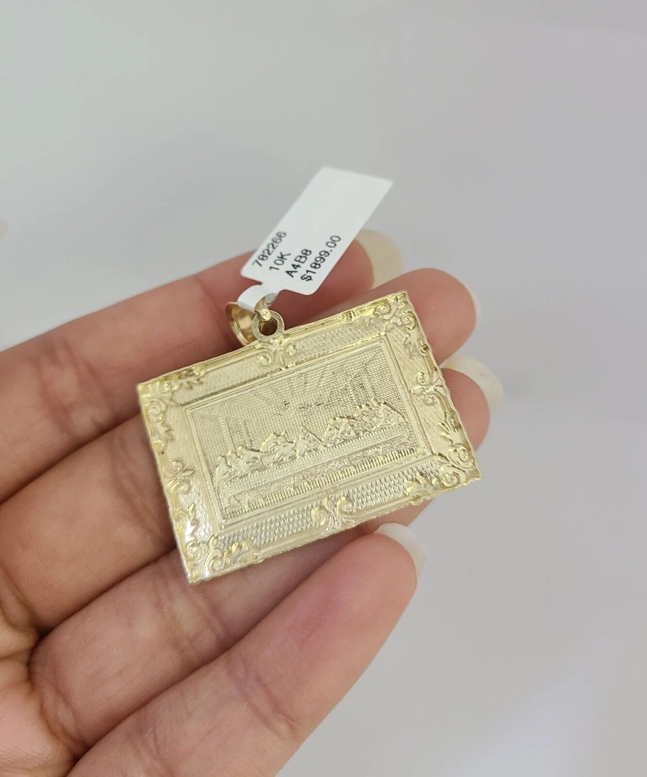 Real 10k Gold Byzantine Necklace Last Supper Charm SET Chain 20-30" 3mm Pendant - Image 7