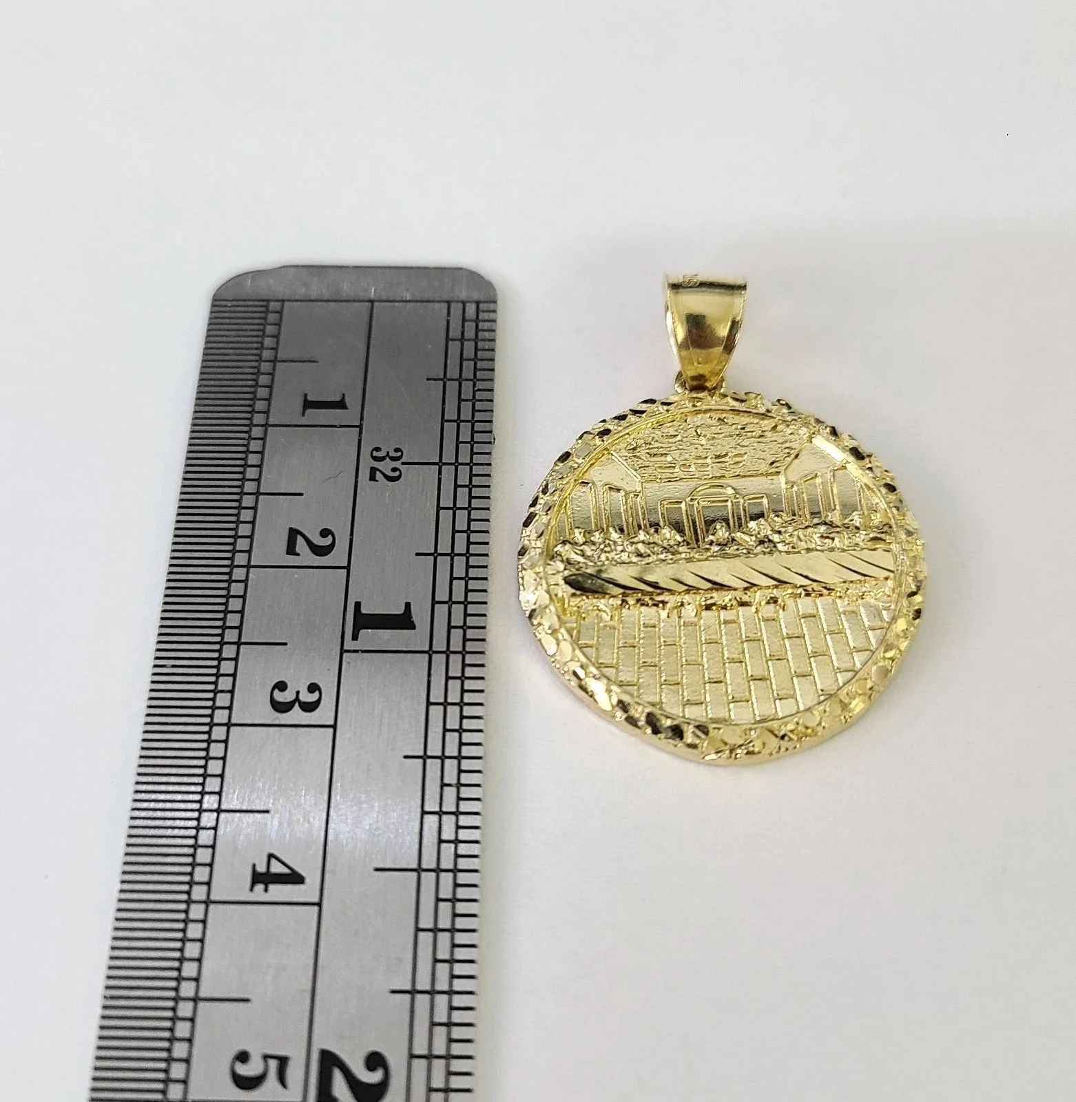 Real 10k Gold Byzantine Necklace Last Supper Nugget Pendant 20-30 inches 3mm SET - Image 5
