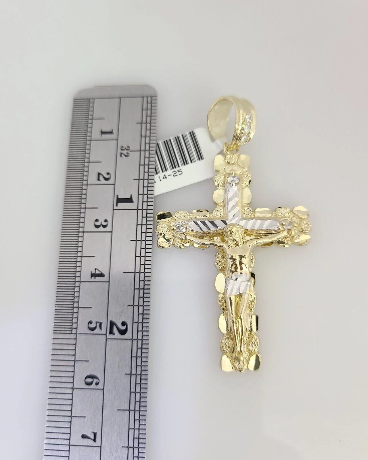 Real 10k Gold Byzantine Necklace Nugget Cross Charm SET Chain 20-30" 3mm Pendant - Image 3